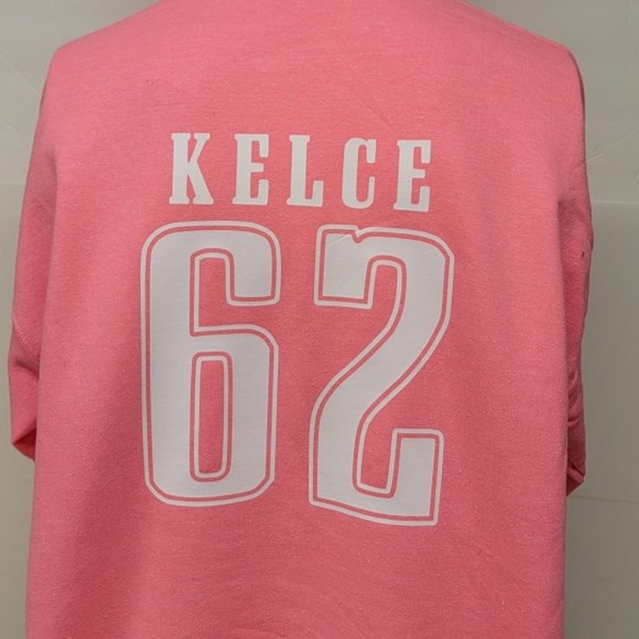 Philadelphia Football Pink Pullover Jersey Hoodie # 62 Jason Kelce - Picture 1 of 5